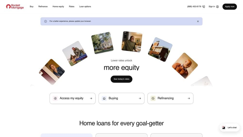 Screenshot of Rocket Mortgage website