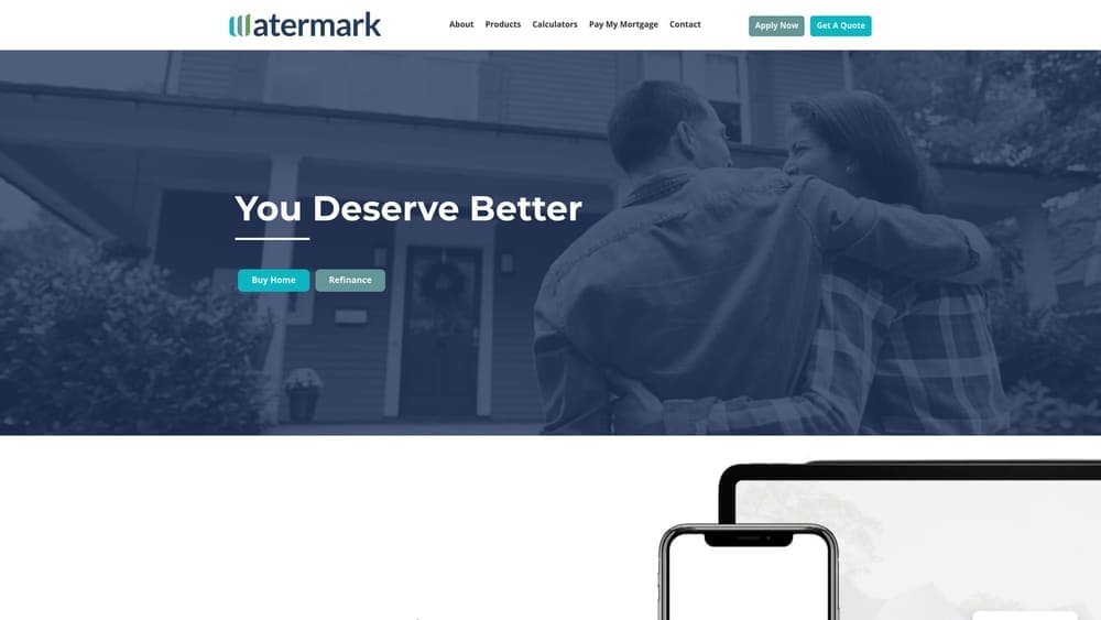 Screenshot of Watermark Home Loans website