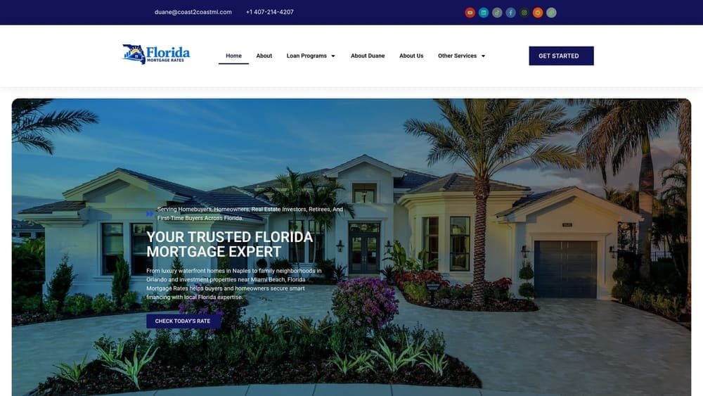 Screenshot of Florida Mortgage Rates website